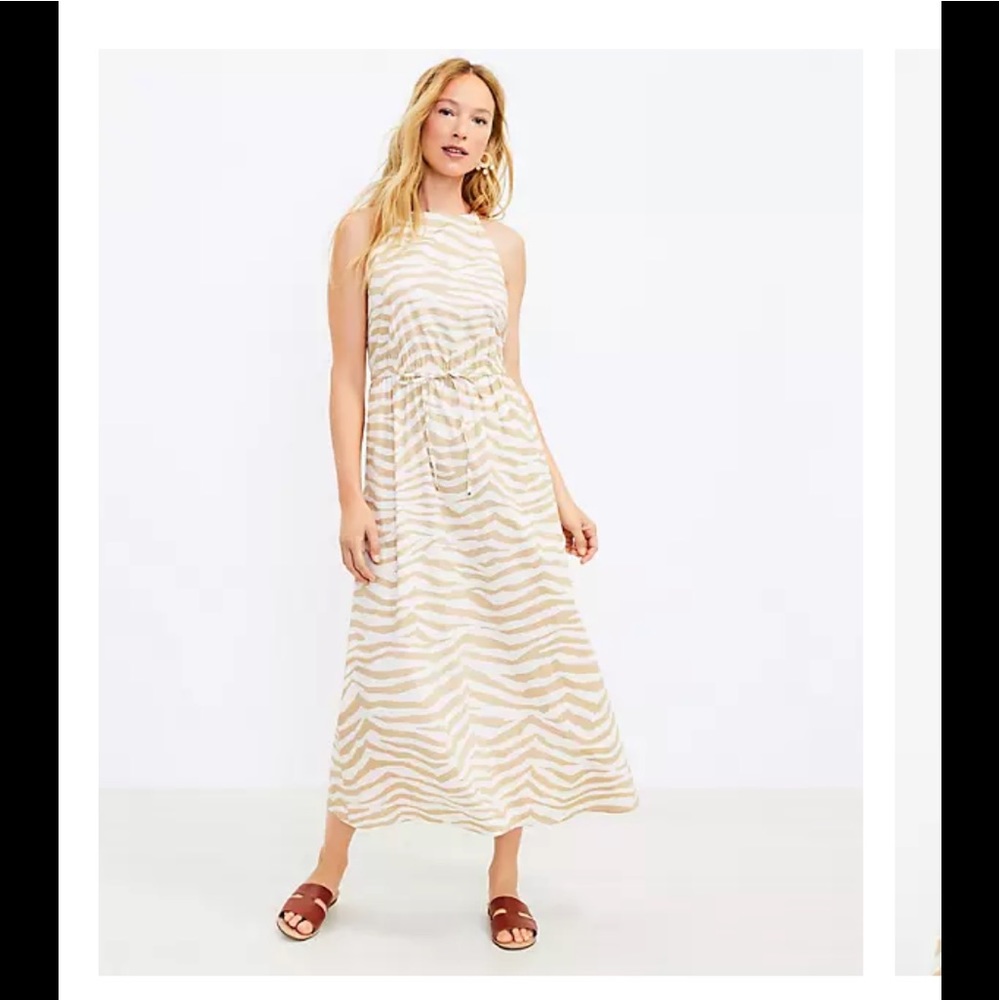 Loft Tiger print midi dress with pockets